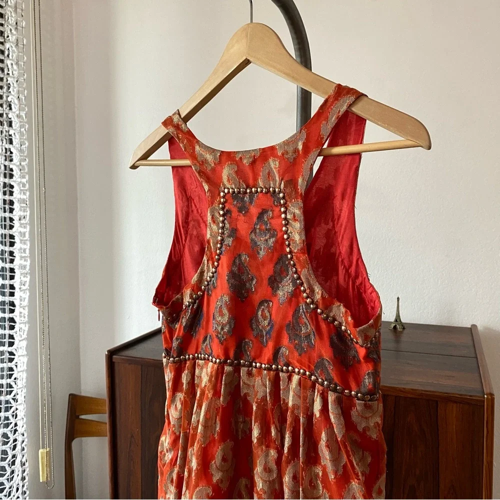 FREE PEOPLE | Vacation Metallic Grommet Batik Print Dress - Picture 9 of 11